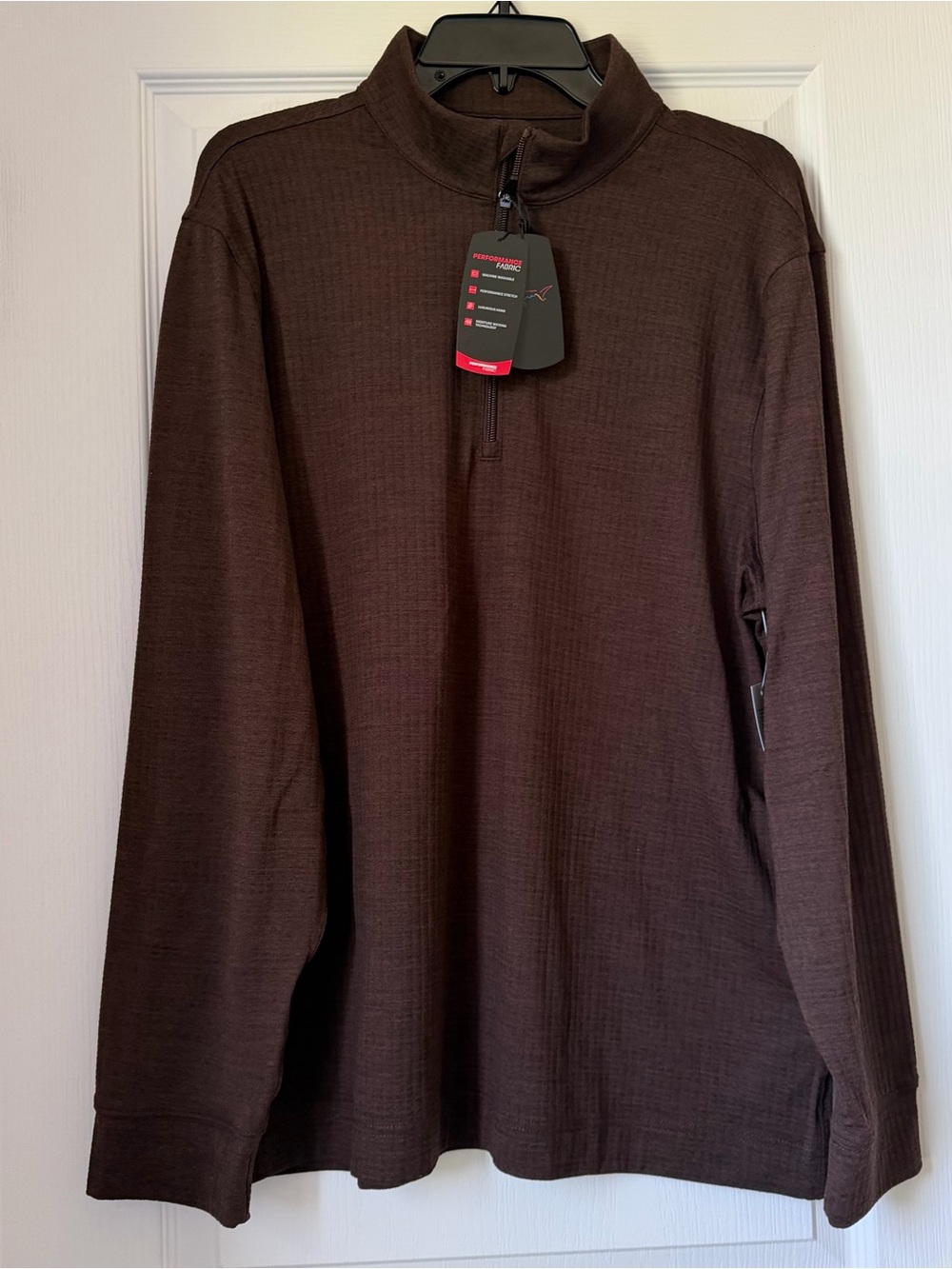 New Men's Greg Norman Half-Zip Pullover in Dark Brown